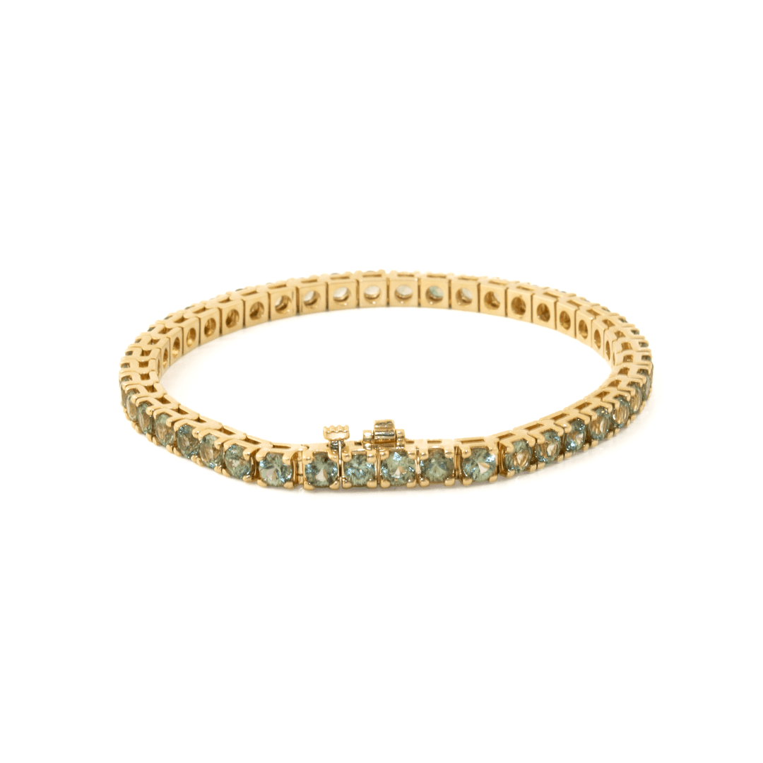 14k Gold x 4mm 8ct Mint Sapphire Tennis Bracelet - Kingdom Jewelry