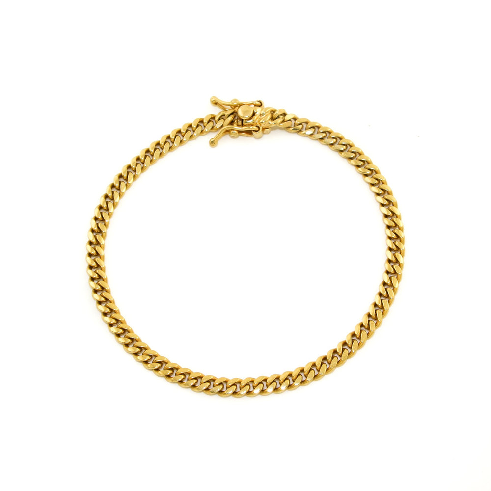 14k Gold x 4mm Cuban Chain Bracelet - Kingdom Jewelry