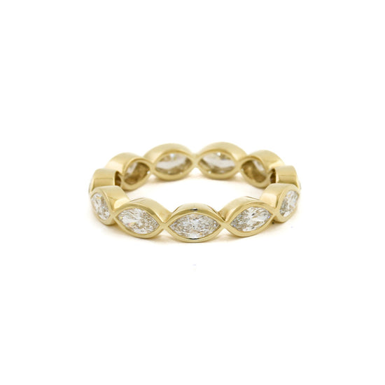 14k Gold x 4mm Marquise Lab Diamond Infinity Band (HRZ) - Kingdom Jewelry