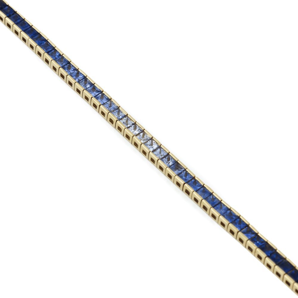 
                  
                    14k Gold x 4mm Ombré Gradient Royal Blue Sapphire Tennis Bracelet - Kingdom Jewelry
                  
                