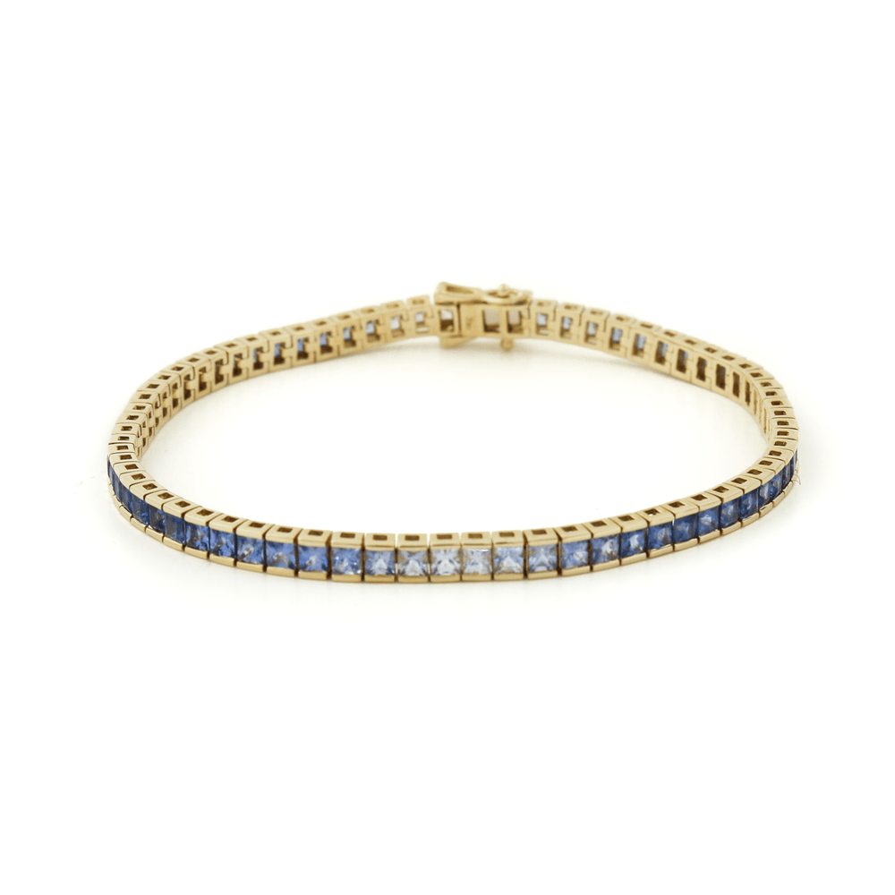 
                  
                    14k Gold x 4mm Ombré Gradient Royal Blue Sapphire Tennis Bracelet - Kingdom Jewelry
                  
                