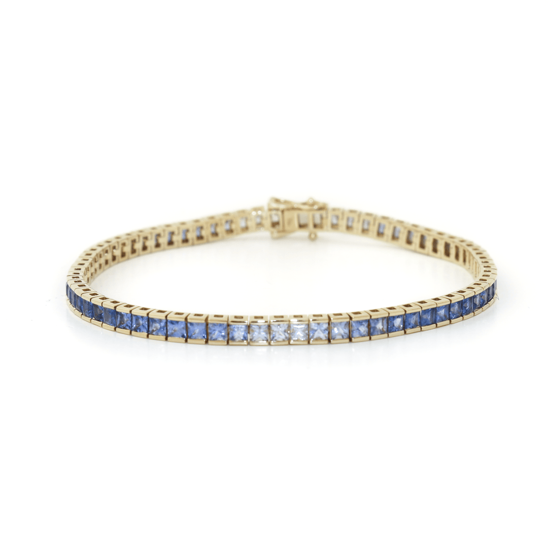 14k Gold x 4mm Ombré Gradient Royal Blue Sapphire Tennis Bracelet - Kingdom Jewelry