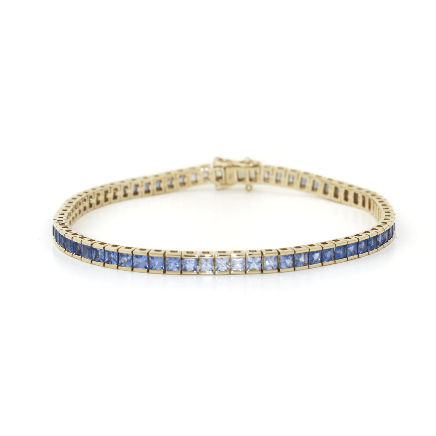 14k Gold x 4mm Ombré Gradient Royal Blue Sapphire Tennis Bracelet - Kingdom Jewelry