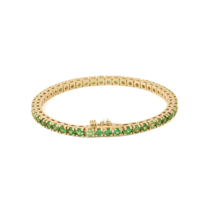 14k Gold x 4mm Prong-Set 7ct Tsavorite Tennis Bracelet - Kingdom Jewelry