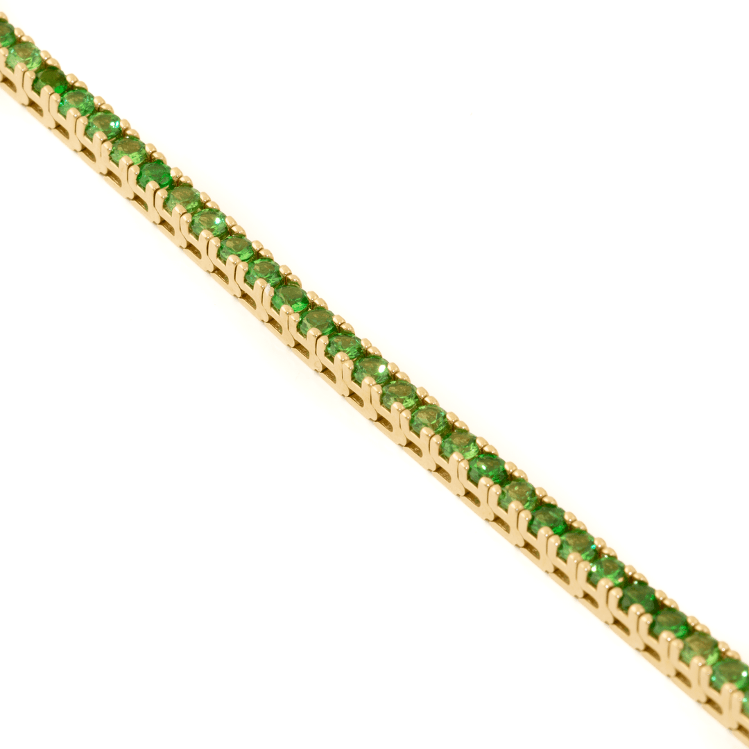 14k Gold x 4mm Prong-Set 7ct Tsavorite Tennis Bracelet - Kingdom Jewelry