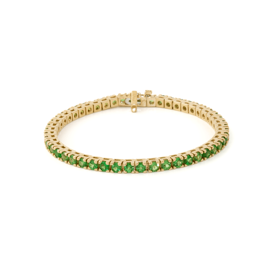 14k Gold x 4mm Prong-Set 7ct Tsavorite Tennis Bracelet - Kingdom Jewelry