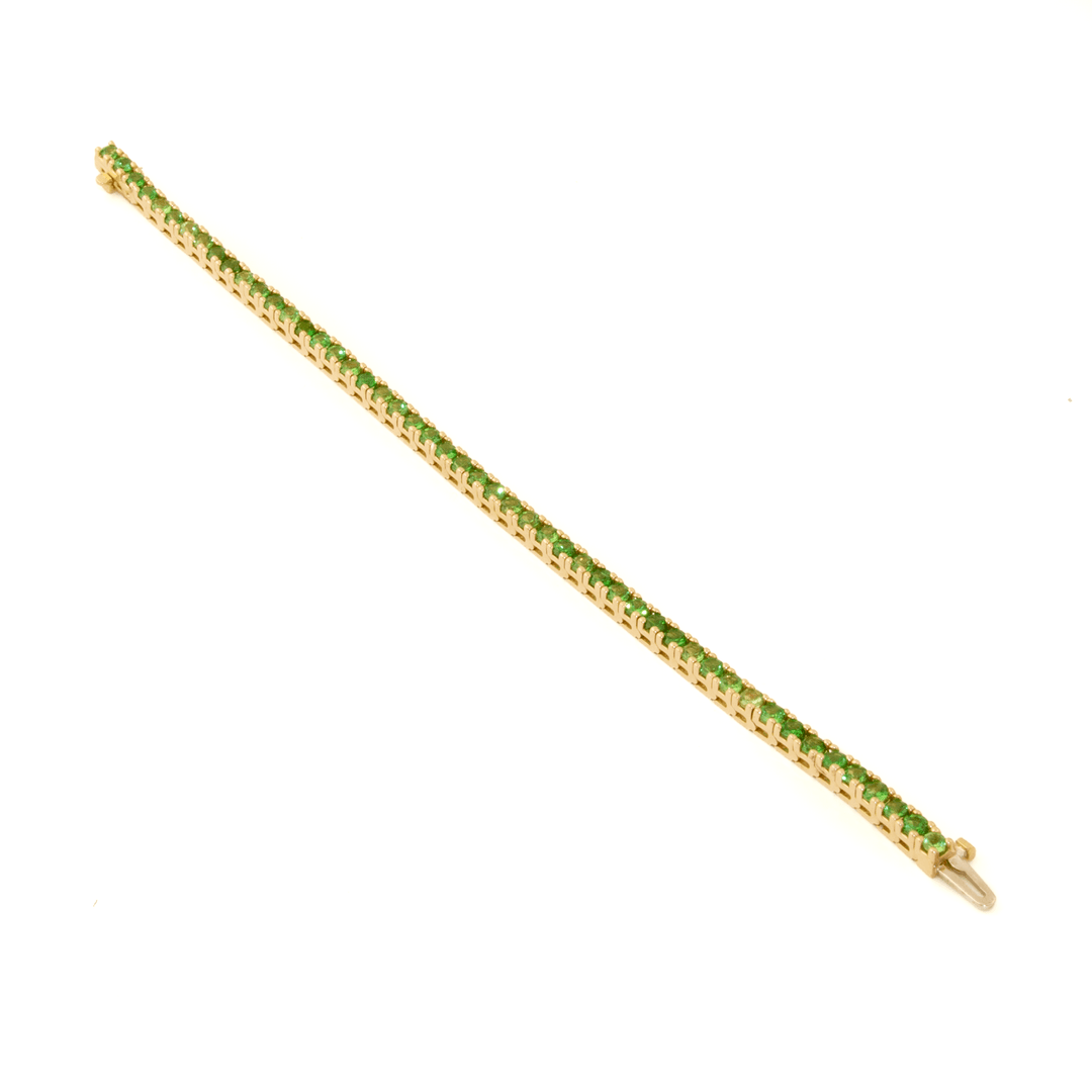 14k Gold x 4mm Prong-Set 7ct Tsavorite Tennis Bracelet - Kingdom Jewelry
