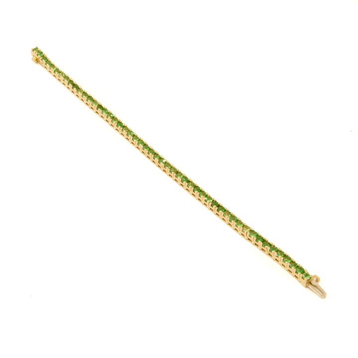 14k Gold x 4mm Prong-Set 7ct Tsavorite Tennis Bracelet - Kingdom Jewelry
