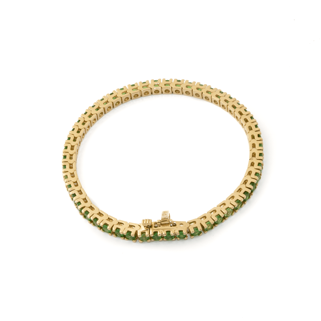 14k Gold x 4mm Prong-Set 7ct Tsavorite Tennis Bracelet - Kingdom Jewelry