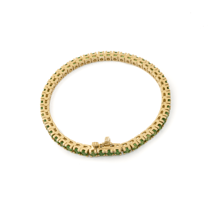 14k Gold x 4mm Prong-Set 7ct Tsavorite Tennis Bracelet - Kingdom Jewelry
