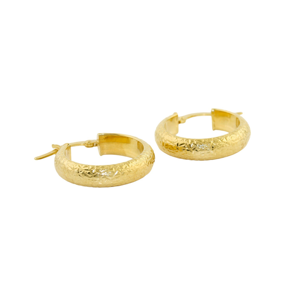 
                      
                        14k Gold x 4mm Textured Huggie Hoops - Kingdom Jewelry
                      
                    