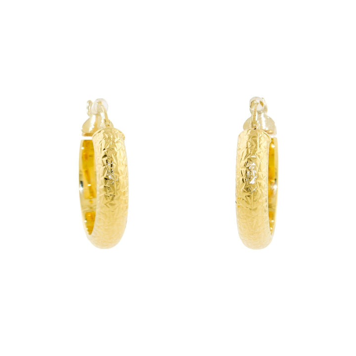 14k Gold x 4mm Textured Huggie Hoops - Kingdom Jewelry
