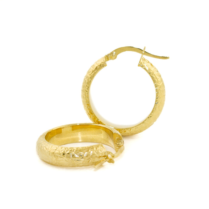 14k Gold x 4mm Textured Huggie Hoops - Kingdom Jewelry