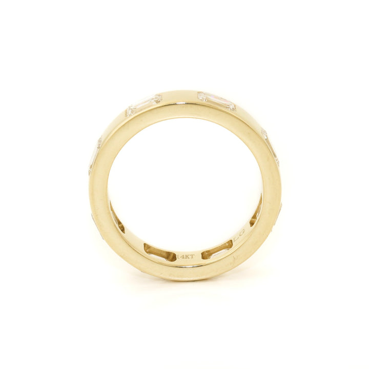 14k Gold x 5mm 2.44ct Emerald - Cut Lab Diamond Eternity Band - Kingdom Jewelry