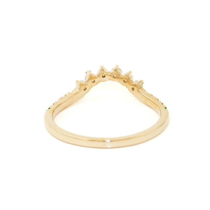 14k Gold x 5mm Diamond & Emerald Contour Tiara Band - Kingdom Jewelry