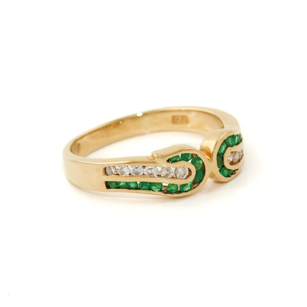 
                  
                    14k Gold x 5mm Intertwining Emerald & Diamond Channel Band - Kingdom Jewelry
                  
                