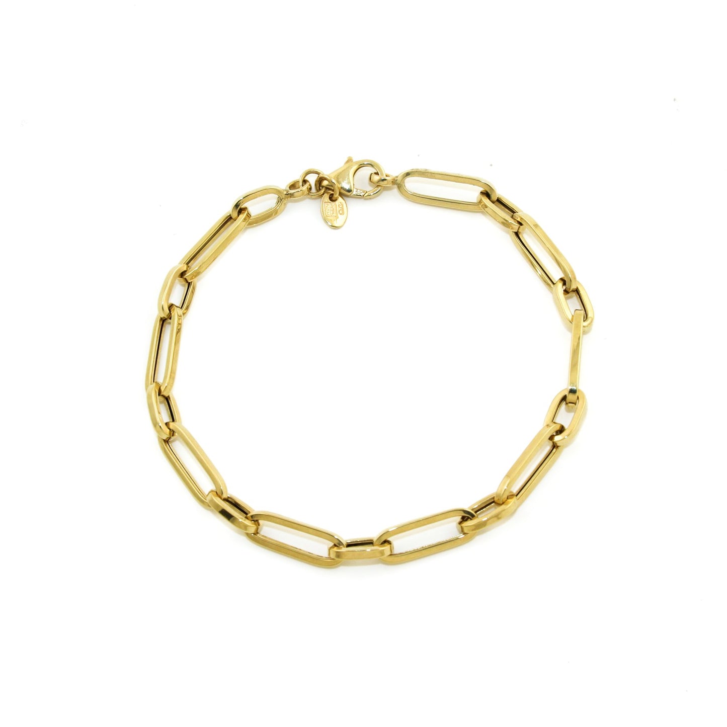 14k Gold x 5mm Paper Clip Link Bracelet - Kingdom Jewelry