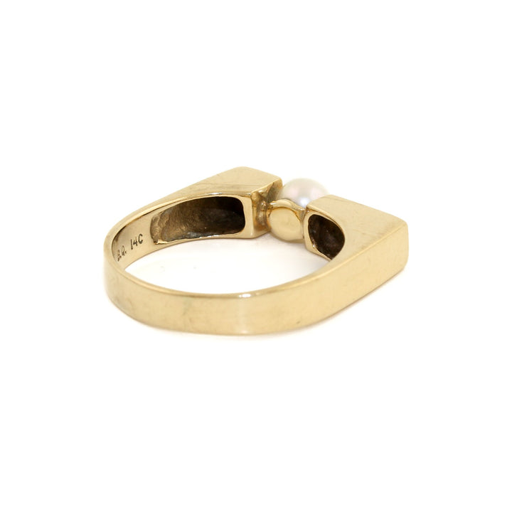 14k Gold x 5mm Pearl Modernist Cocktail Ring - Kingdom Jewelry