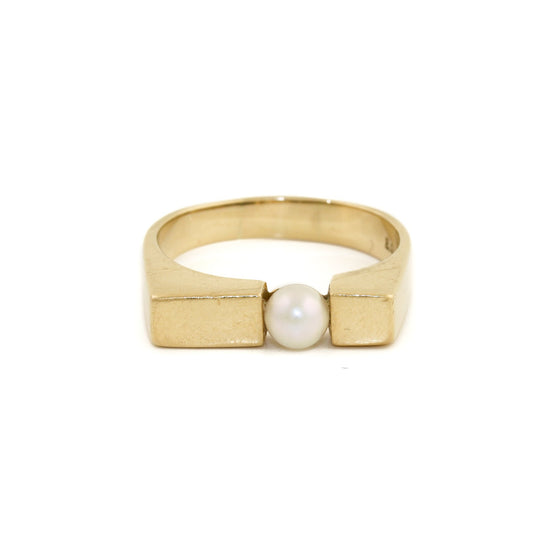 14k Gold x 5mm Pearl Modernist Cocktail Ring - Kingdom Jewelry