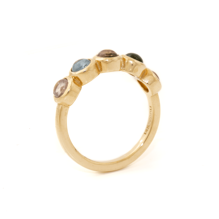 14k Gold x 5mm Rainbow Pastel Sapphire Quintet - Kingdom Jewelry