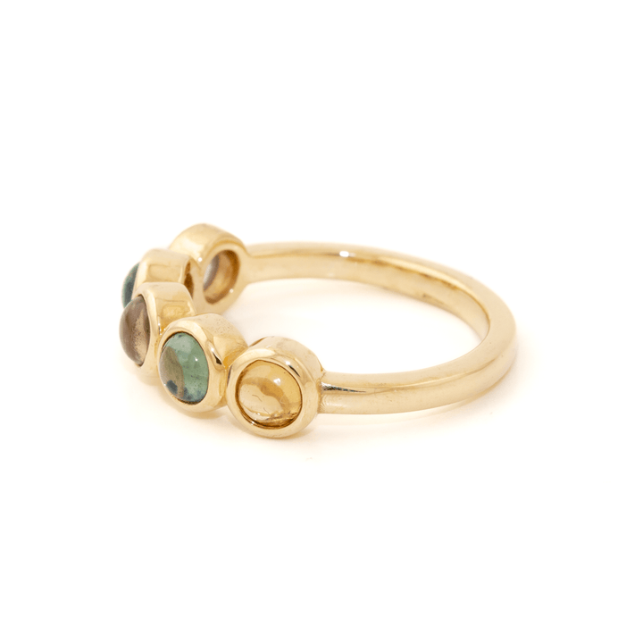 14k Gold x 5mm Rainbow Pastel Sapphire Quintet - Kingdom Jewelry