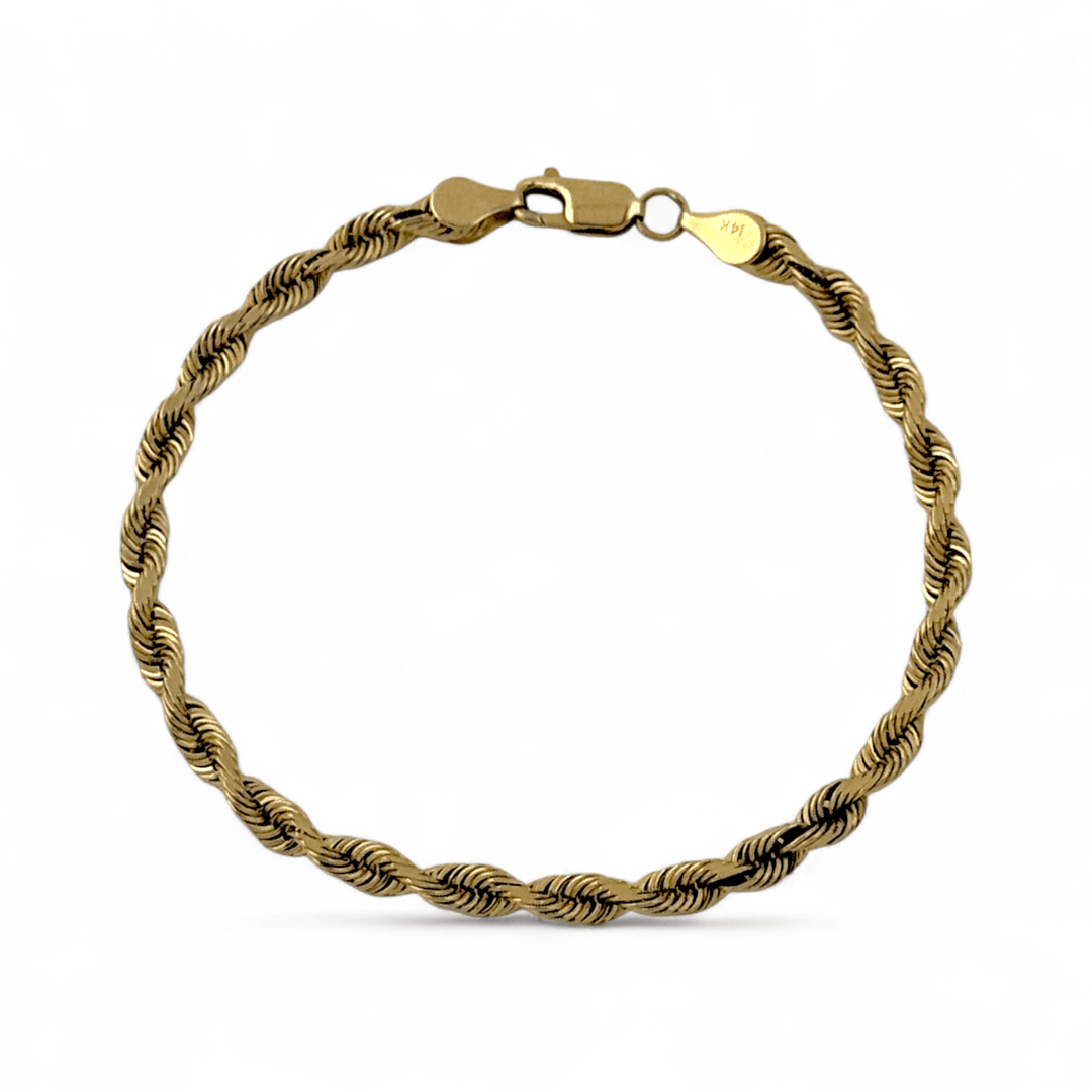 14k Gold x 5mm Rope Chain Bracelet - Kingdom Jewelry