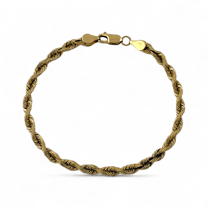 14k Gold x 5mm Rope Chain Bracelet - Kingdom Jewelry