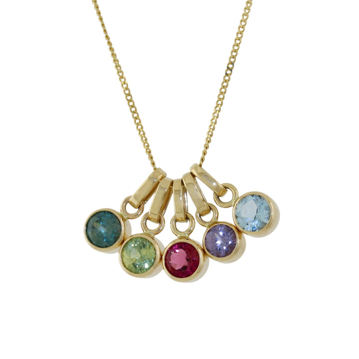 14K Gold x 5mm Teal Sapphire Cylinder Pendant - Kingdom Jewelry