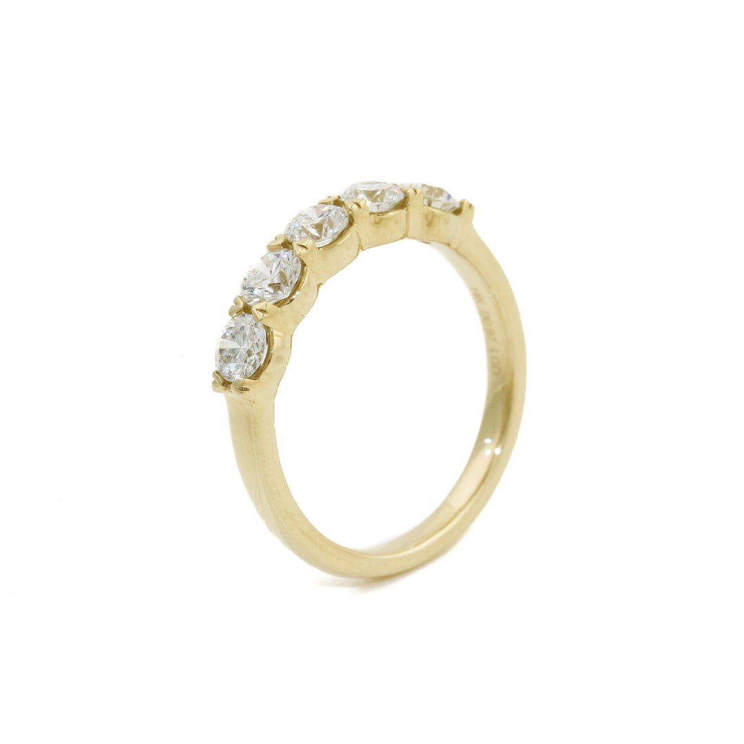 14k Gold x 5x Round - Cut Diamond Band - Kingdom Jewelry