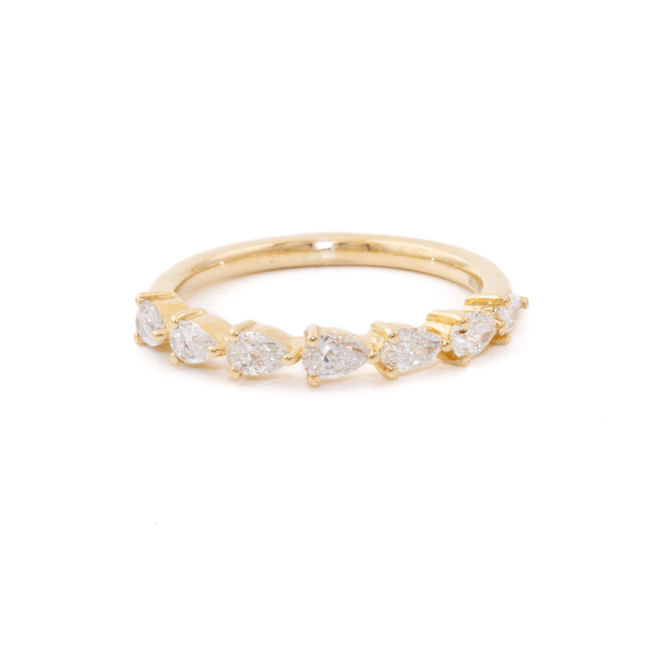 14k Gold x .68ctw VS F Pear Lab Diamond Wedding Band - Kingdom Jewelry
