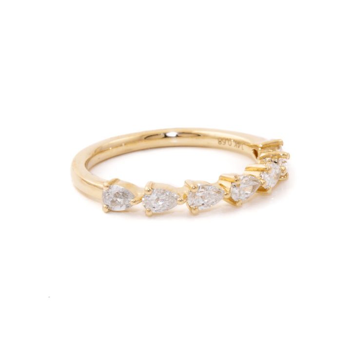 14k Gold x .68ctw VS F Pear Lab Diamond Wedding Band - Kingdom Jewelry