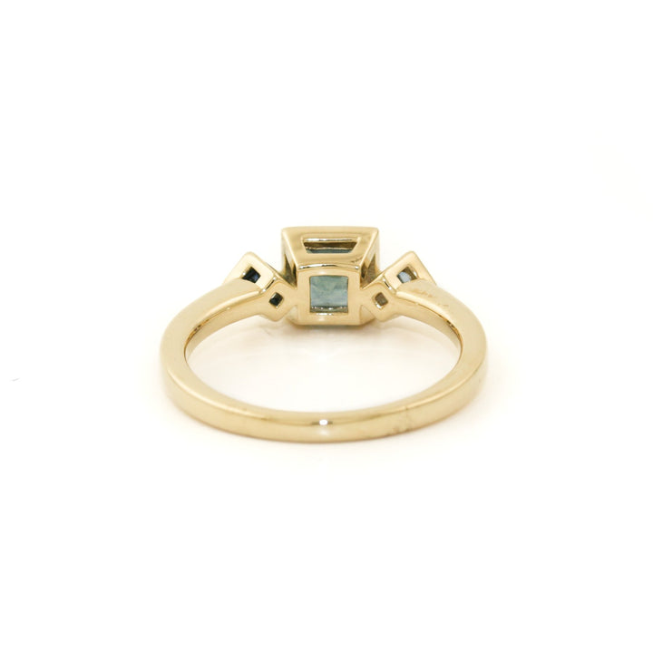 14K Gold x 6mm Princess - Cut Montana Sapphire Band - Kingdom Jewelry