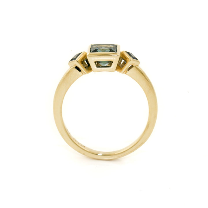 14K Gold x 6mm Princess - Cut Montana Sapphire Band - Kingdom Jewelry