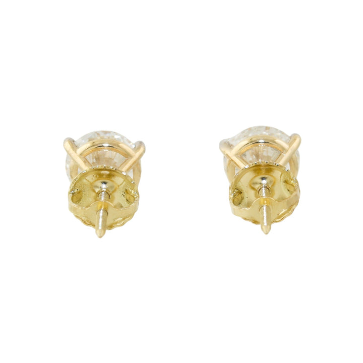 14k Gold x 6mm Round 1.50 ct Lab Diamond Threaded Screwback Studs - Kingdom Jewelry