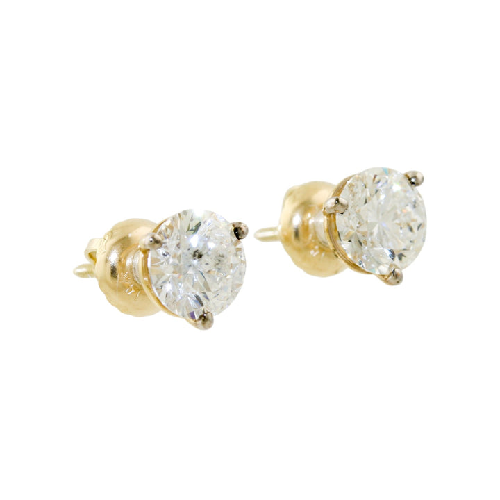 14k Gold x 6mm Round 1.50 ct Lab Diamond Threaded Screwback Studs - Kingdom Jewelry