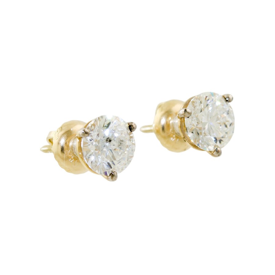 14k Gold x 6mm Round 1.50 ct Lab Diamond Threaded Screwback Studs - Kingdom Jewelry