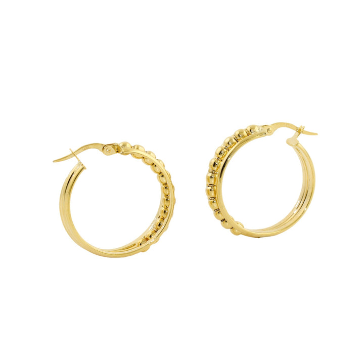 14k Gold x 7mm Beaded Midi Hoops - Kingdom Jewelry