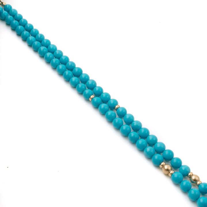14k Gold x 7mm Calibrated Sleeping Beauty Turquoise Round Necklace - Kingdom Jewelry