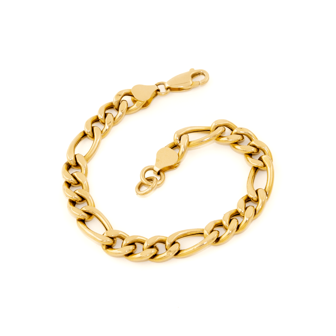 14k Gold x 7mm Figaro Chain Link Bracelet - Kingdom Jewelry