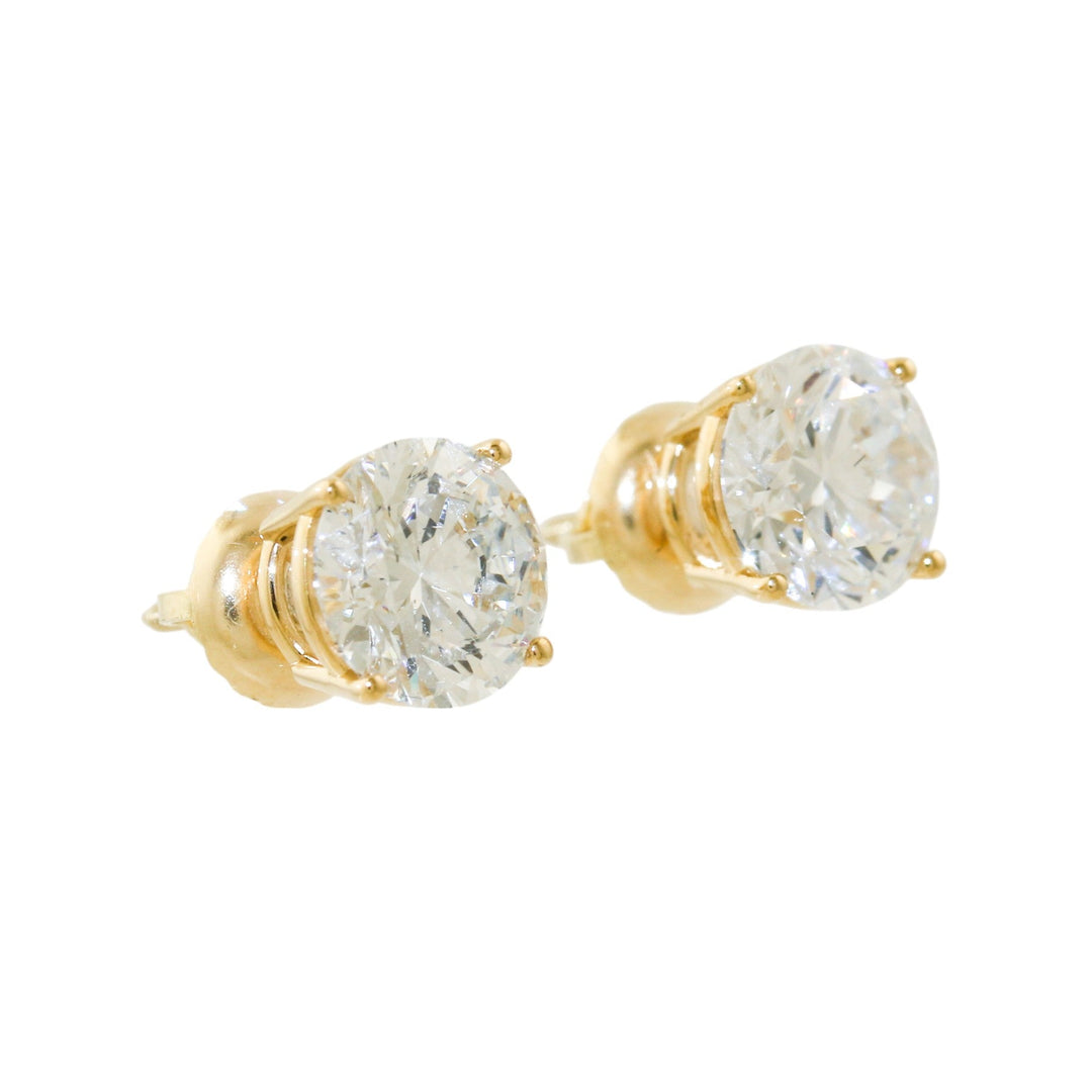 14k Gold x 7mm Round - Cut 2.17 ct Lab Diamond Screwback Studs - Kingdom Jewelry