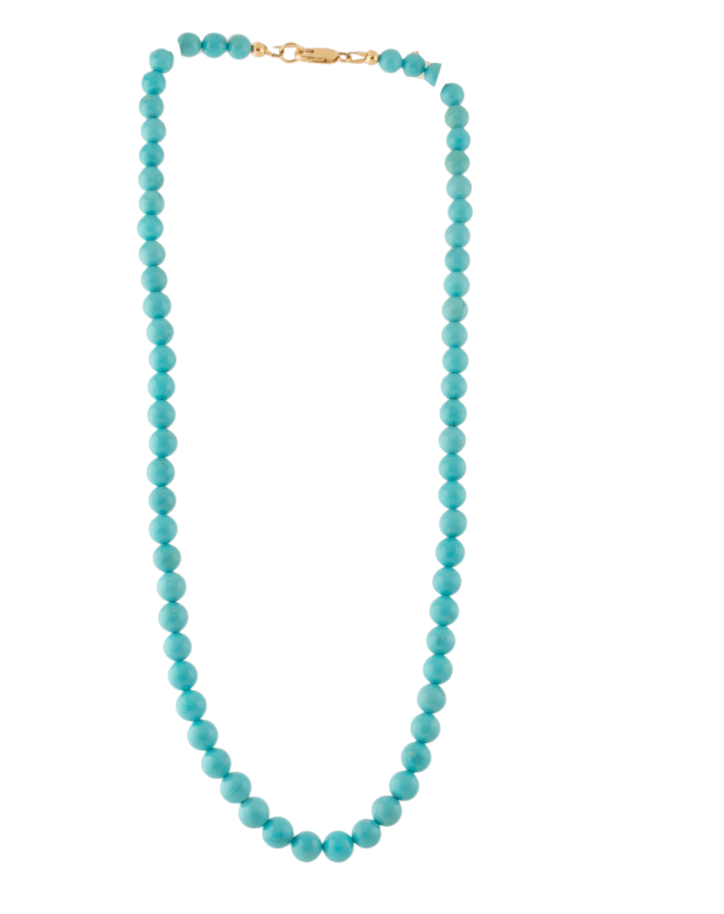 14k Gold x 7mm Tiffany Blue Sleeping Beauty Turquoise Necklace - Kingdom Jewelry