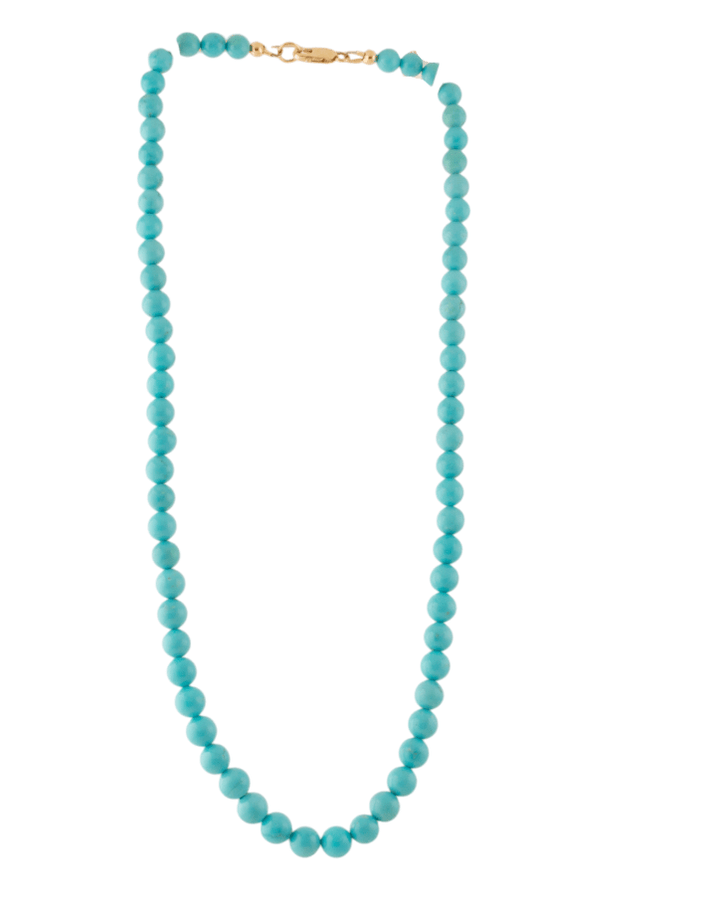 14k Gold x 7mm Tiffany Blue Sleeping Beauty Turquoise Necklace - Kingdom Jewelry