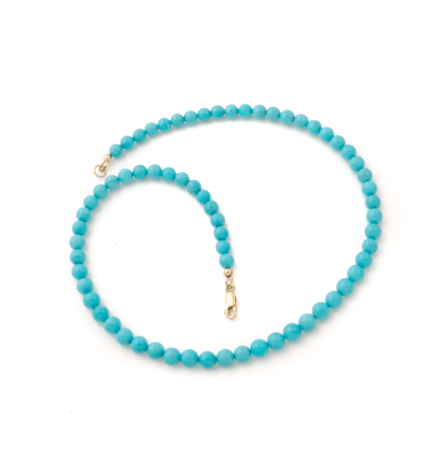 14k Gold x 7mm Tiffany Blue Sleeping Beauty Turquoise Necklace - Kingdom Jewelry