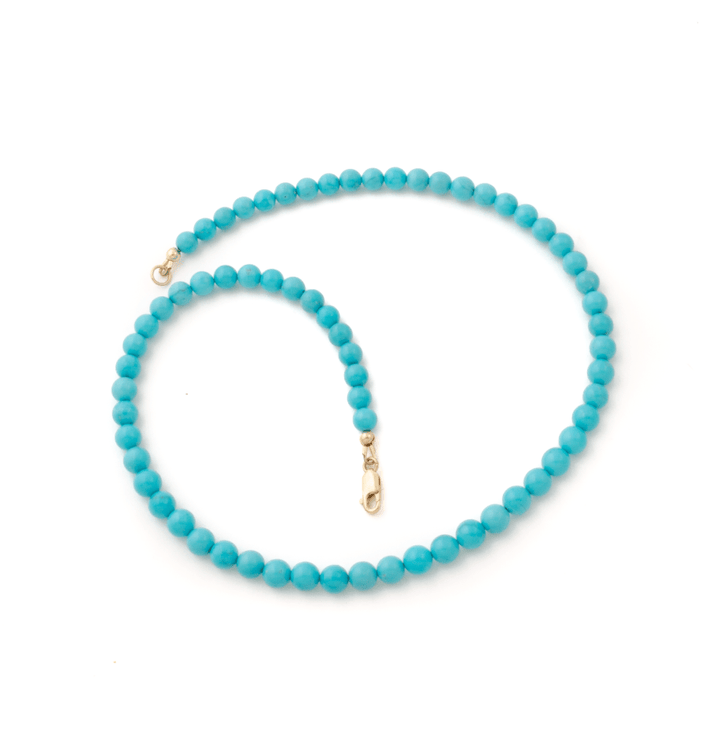14k Gold x 7mm Tiffany Blue Sleeping Beauty Turquoise Necklace - Kingdom Jewelry