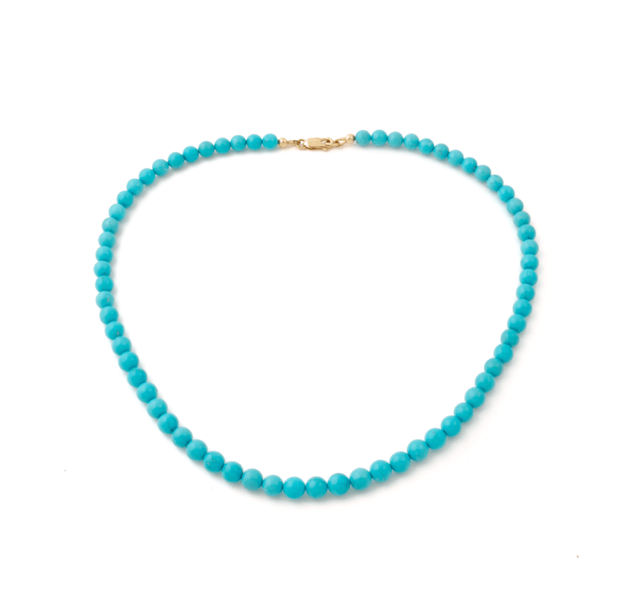 14k Gold x 7mm Tiffany Blue Sleeping Beauty Turquoise Necklace - Kingdom Jewelry
