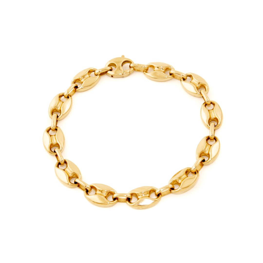 14k Gold x 8mm Large Puff Gucci Link Bracelet - Kingdom Jewelry