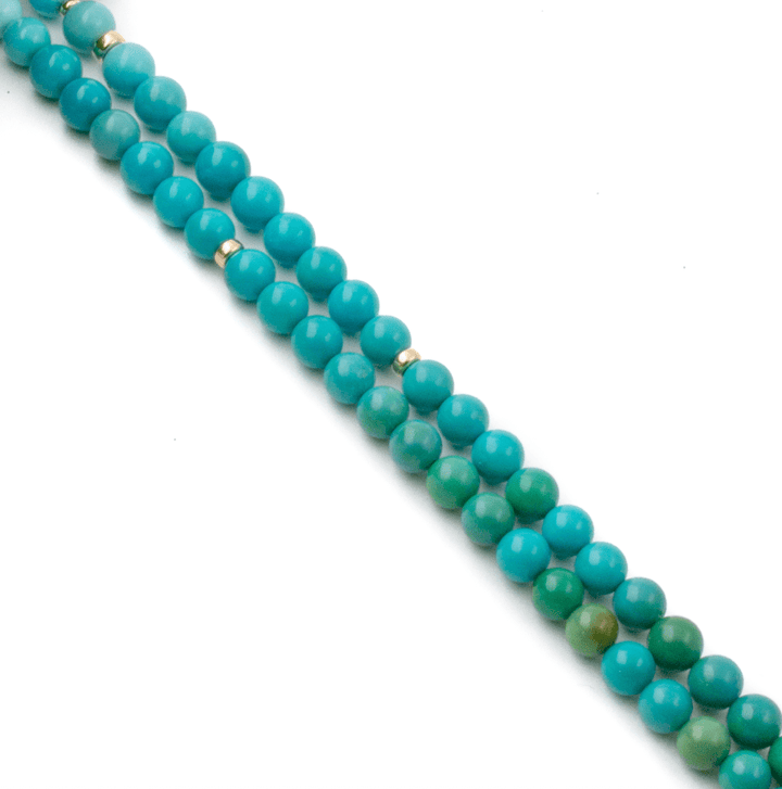 14k Gold x 9mm Blue & Green Sleeping Beauty Turquoise Necklace - Kingdom Jewelry