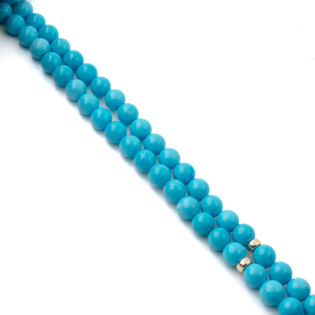 14k Gold x 9mm Sleeping Beauty Turquoise Beaded Choker - Kingdom Jewelry