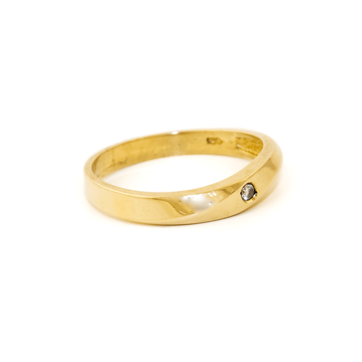 14k Gold x Abstract 3mm Melee Diamond Solitaire Band - Kingdom Jewelry