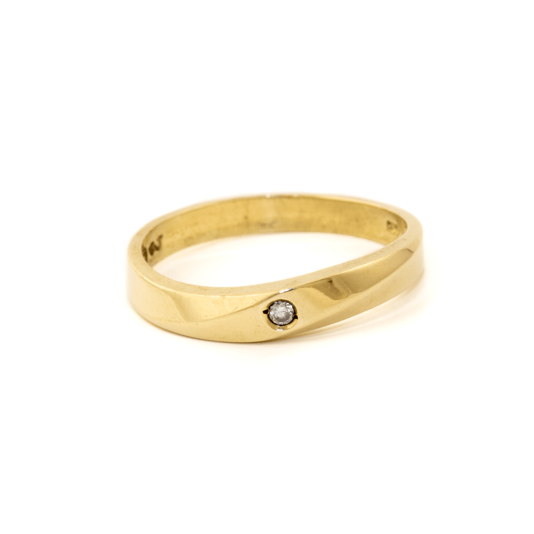 14k Gold x Abstract 3mm Melee Diamond Solitaire Band - Kingdom Jewelry